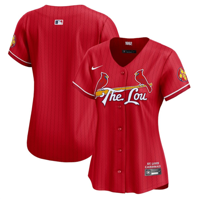 Women's St. Louis Cardinals Blank Red 2024 City Connect Limited Stitched Baseball Jersey(Run Small)